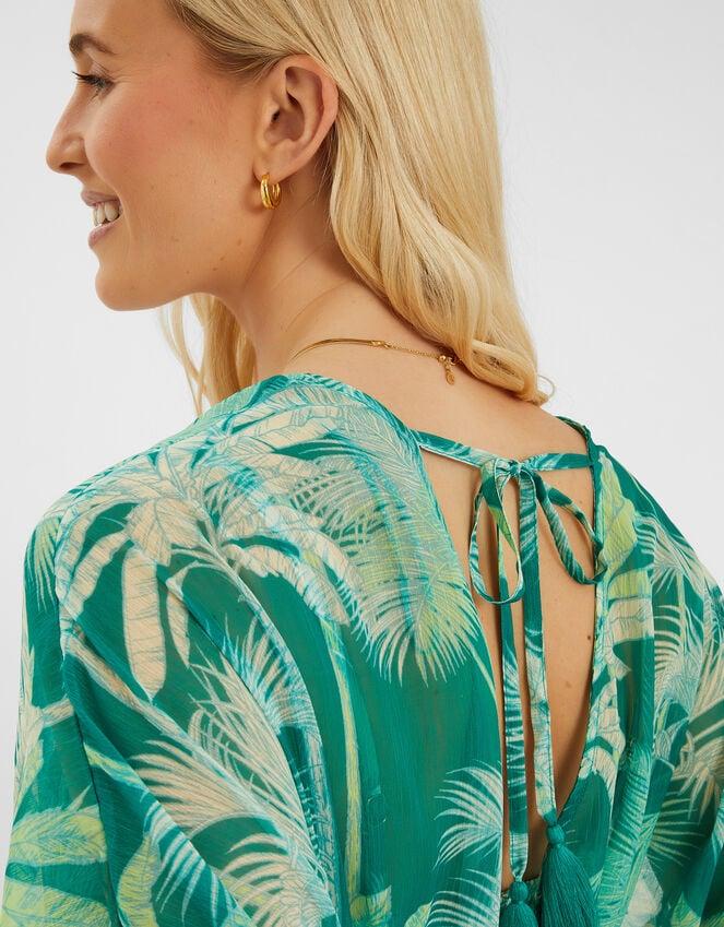 Accessorize Palm Print Chiffon Mini Kaftan Green