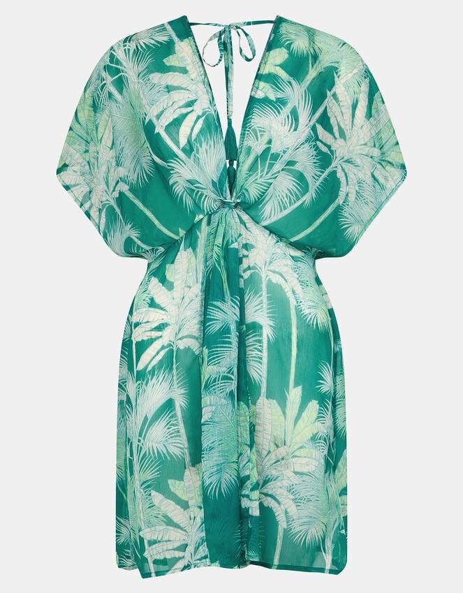 Accessorize Palm Print Chiffon Mini Kaftan Green