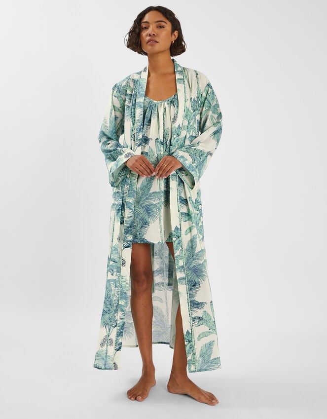 accessorize Palm Print Dressing Gown White