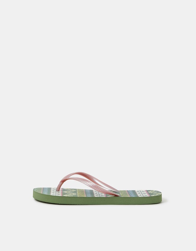 Accessorize Palm Print Flip Flops Green