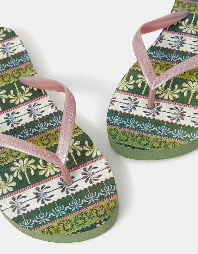 Accessorize Palm Print Flip Flops Green
