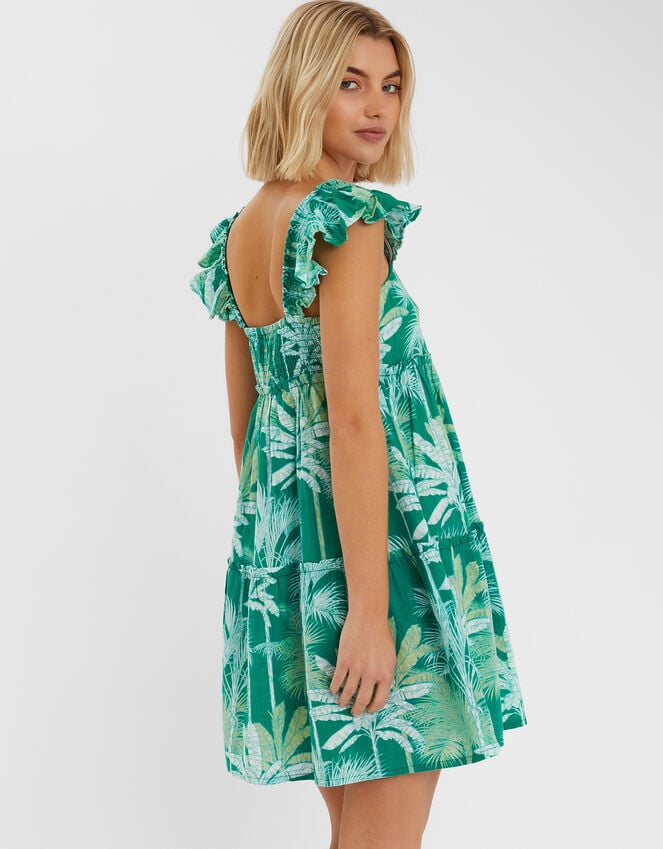 Accessorize Palm Print Frill Sundress Green