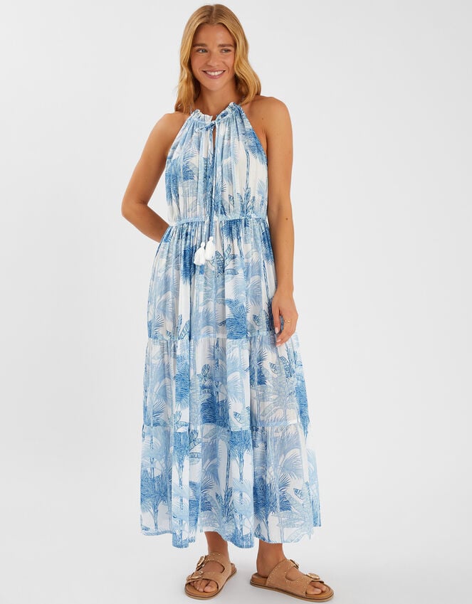 accessorize Palm Print Maxi Dress White