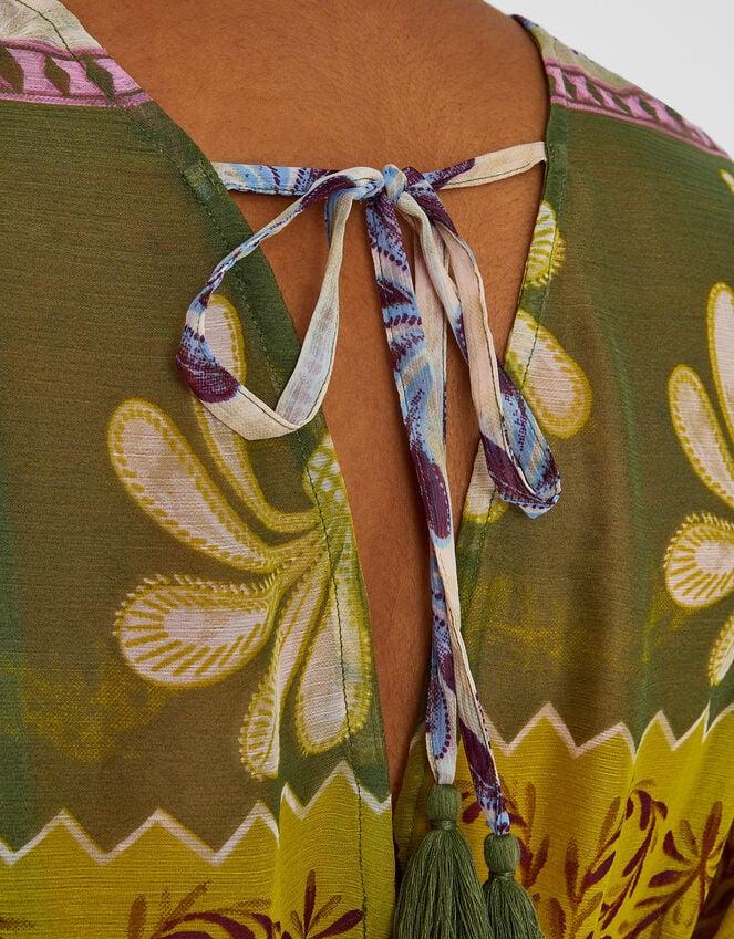 Accessorize Palm Print Mini Kaftan Dress Green