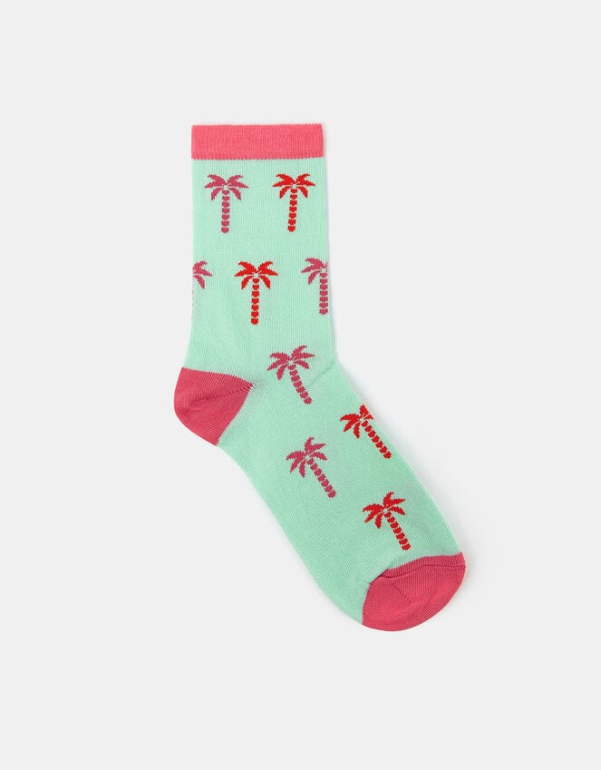 accessorize Palm Tree Socks Light Green