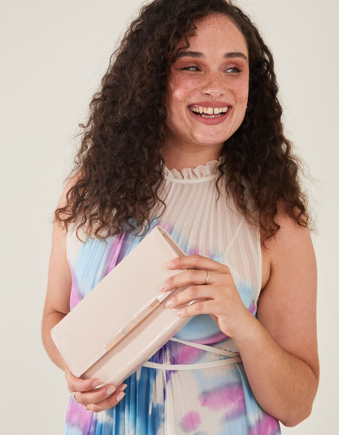 accessorize Patent Clutch Bag Nude