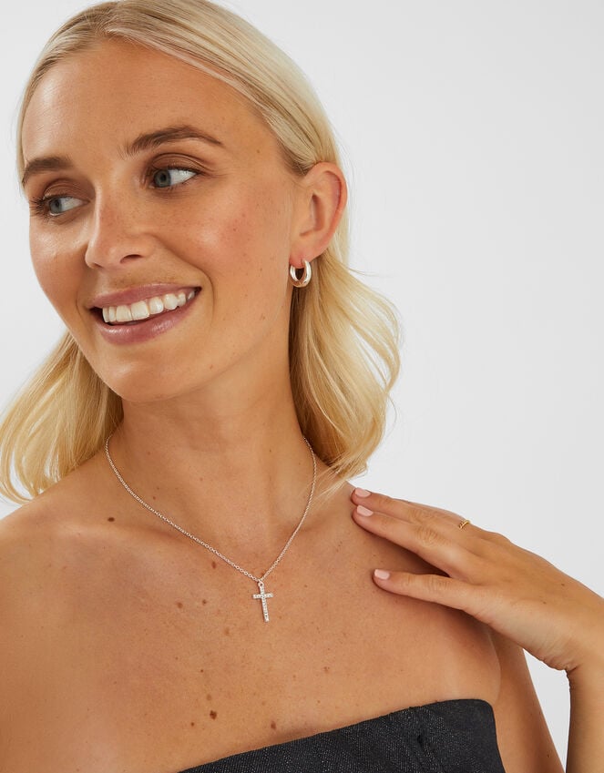 Accessorize Pavé Cross Pendant Necklace