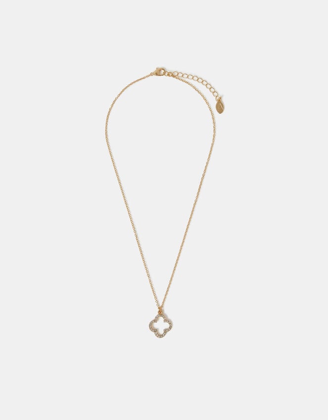 Accessorize Pavé Cut Out Flora Pendant Necklace