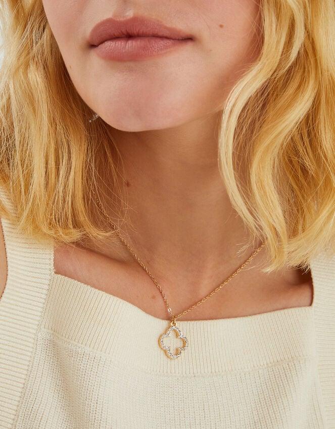 Accessorize Pavé Cut Out Flora Pendant Necklace