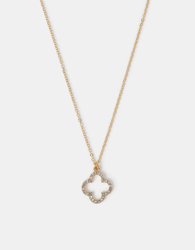 accessorize Pavé Cut Out Flora Pendant Necklace