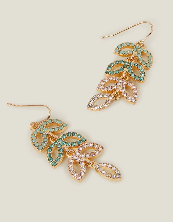 accessorize Pavé Leaf Drop Earrings