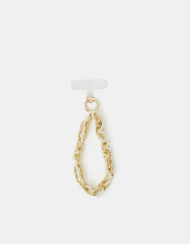 accessorize Pearl Beaded Chain Wrist Phone Strap