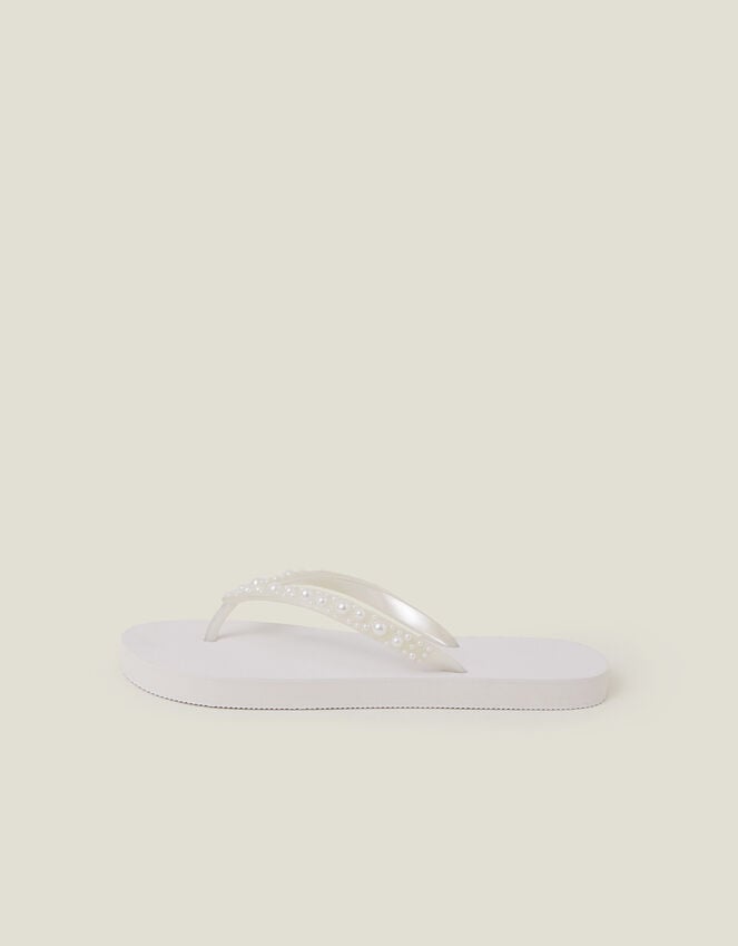 Accessorize Pearl Embellished Flip Flops White