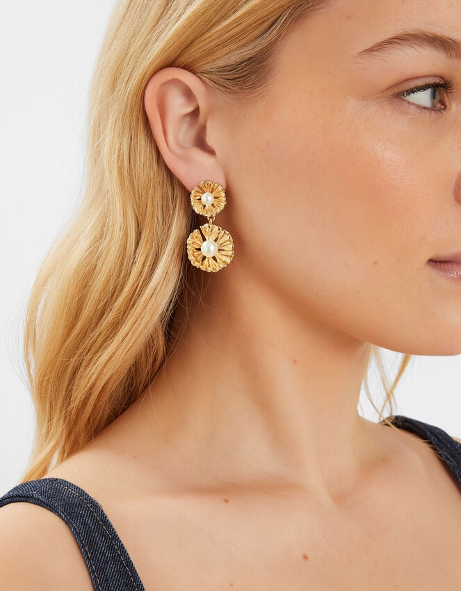 Accessorize Pearl Flower Drop Earrings