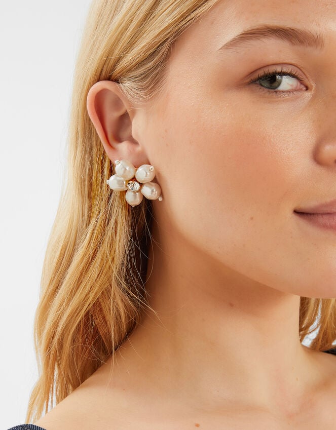 Accessorize Pearl Flower Stud Earrings
