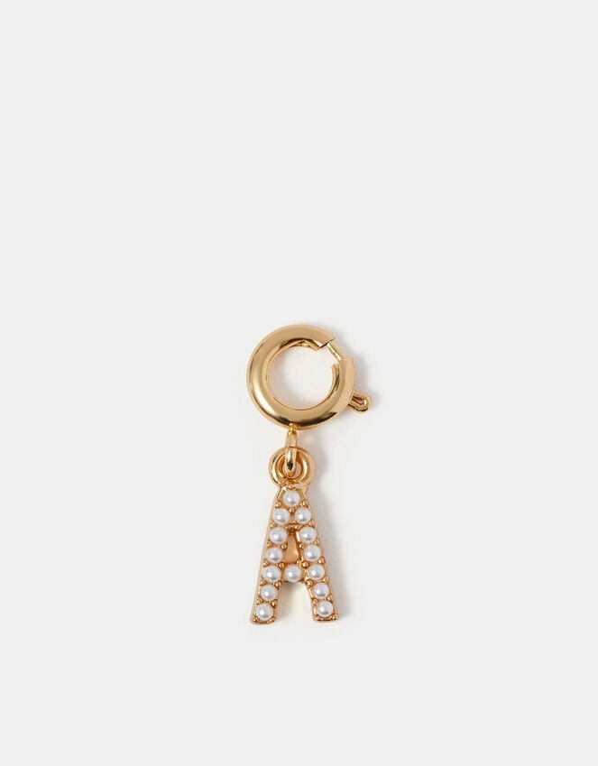 Accessorize Pearl Initial Jewellery Charm Gold