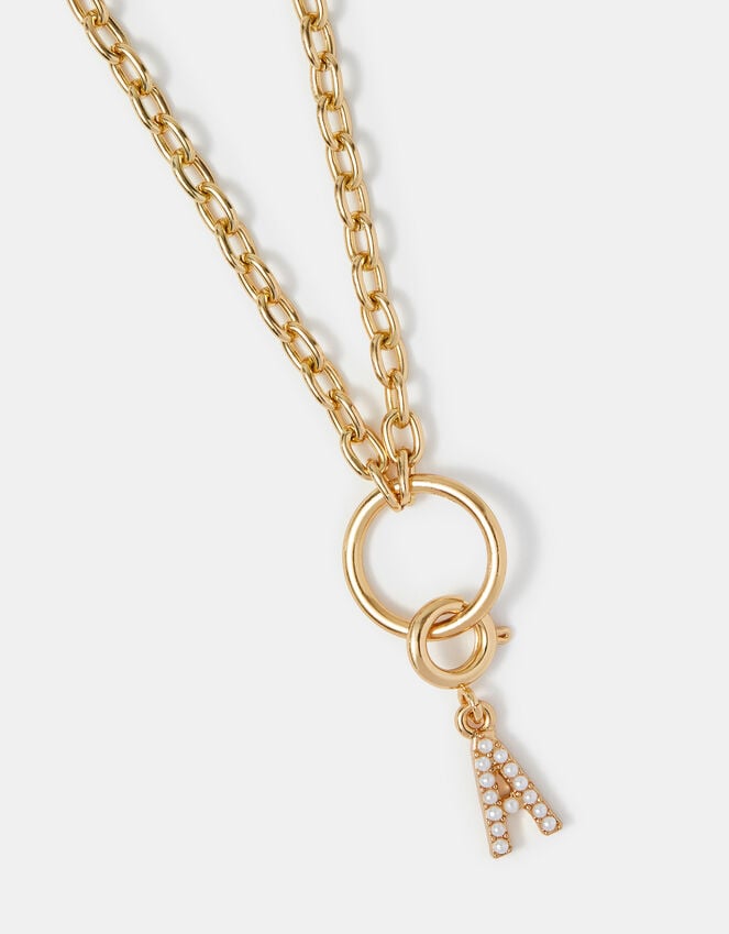 Accessorize Pearl Initial Jewellery Charm Gold