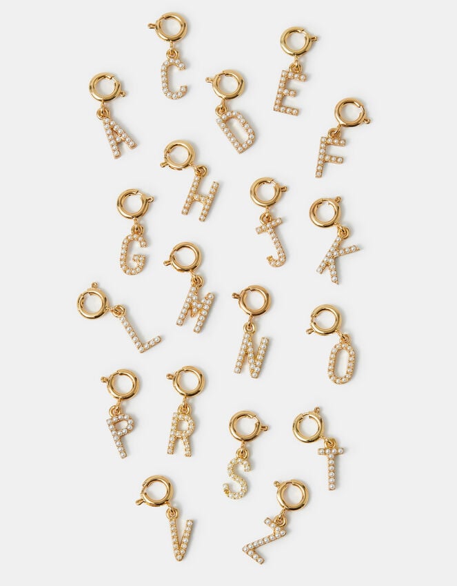 Accessorize Pearl Initial Jewellery Charm Gold