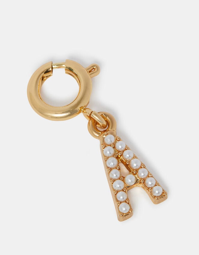 accessorize Pearl Initial Jewellery Charm Gold