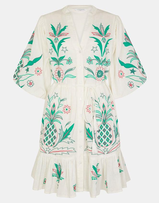 Accessorize Pineapple Embroidered Mini Dress White