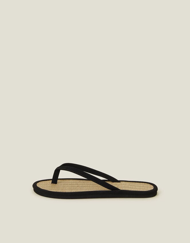 Accessorize Plain Seagrass Flip Flops Black