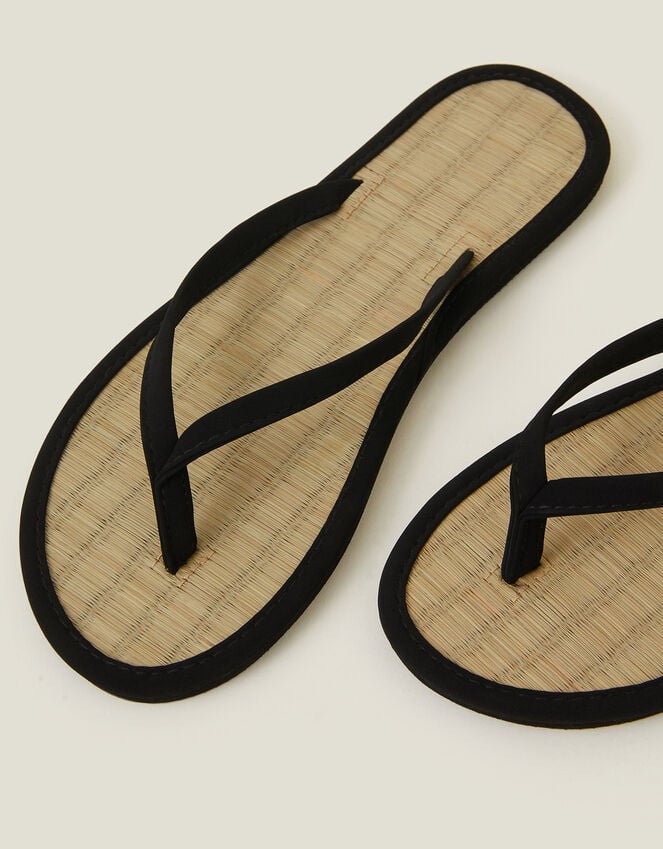 Accessorize Plain Seagrass Flip Flops Black