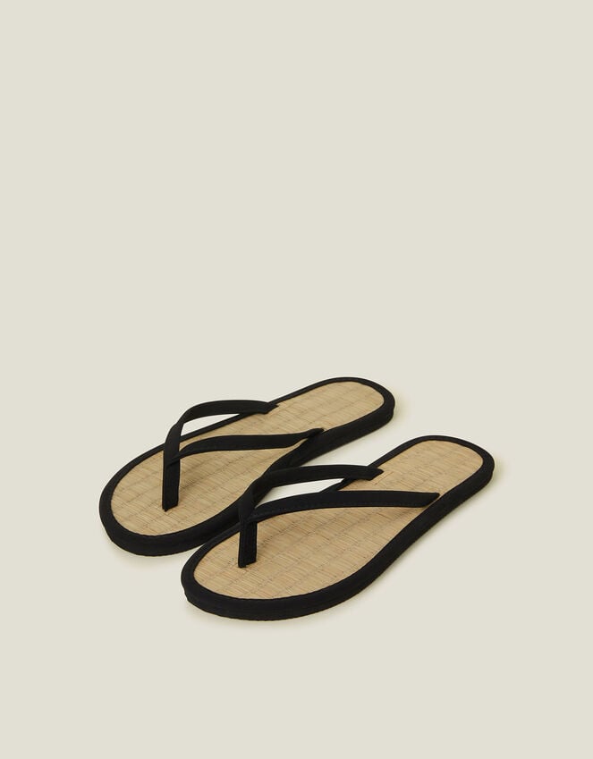 accessorize Plain Seagrass Flip Flops Black