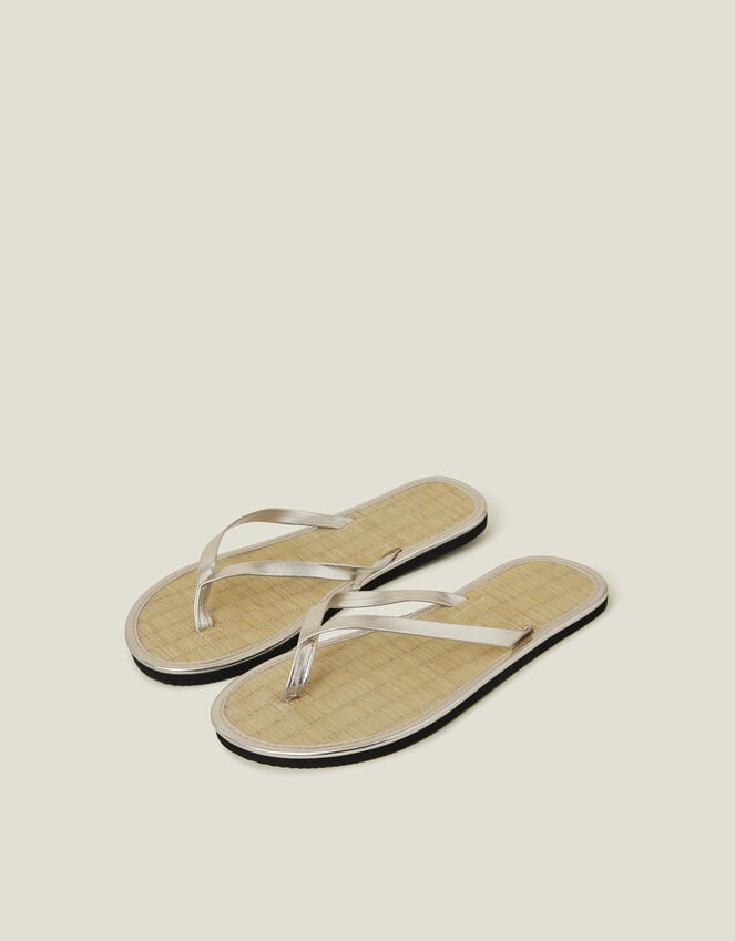 accessorize Plain Seagrass Flip Flops Gold