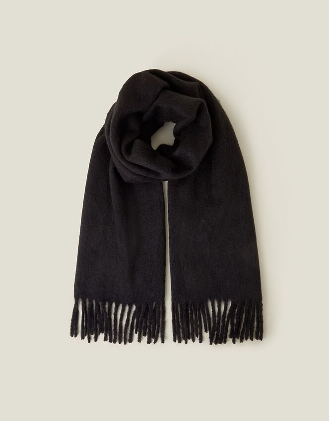 accessorize Plain Tassel Scarf Black