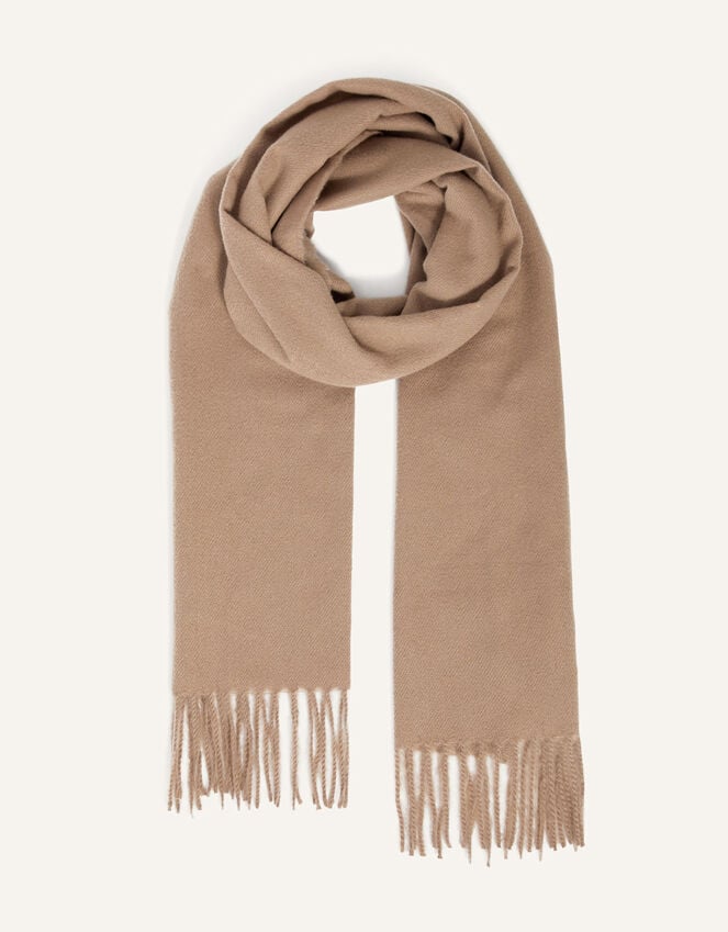 Accessorize Plain Tassel Scarf Natural