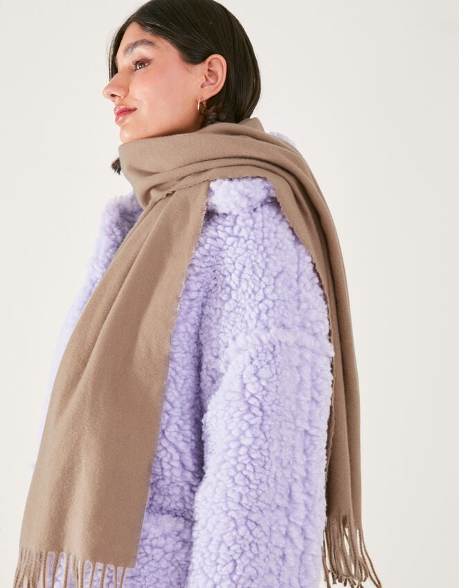 accessorize Plain Tassel Scarf Natural