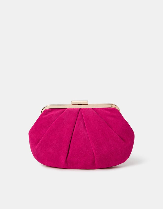 Accessorize Pleated Suedette Clutch Bag Pink