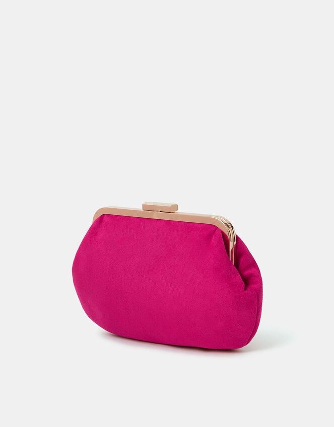 Accessorize Pleated Suedette Clutch Bag Pink