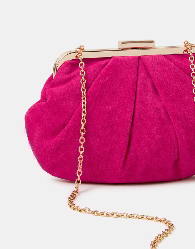 Accessorize Pleated Suedette Clutch Bag Pink