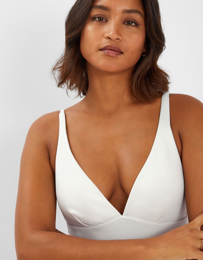 Accessorize Plunge Ribbed Shaping Swimsuit Ivory