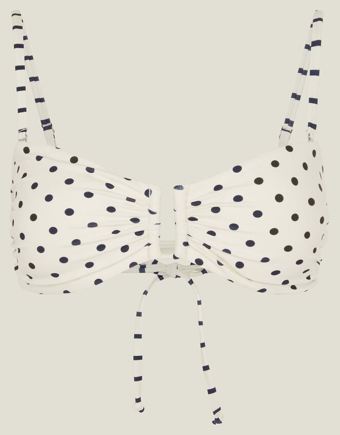 Accessorize Polka Dot Bandeau Bikini Top Ivory