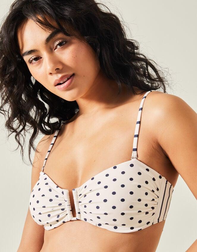 accessorize Polka Dot Bandeau Bikini Top Ivory