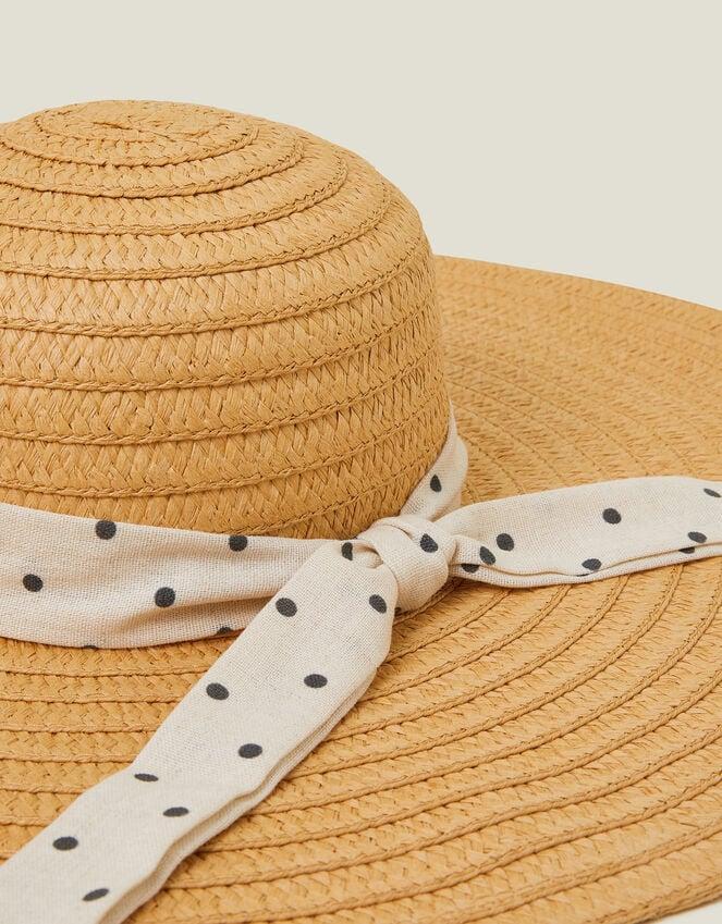 Accessorize Polka Dot Bow Floppy Straw Hat