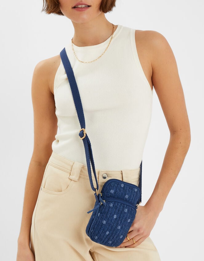 accessorize Polka Dot Denim Phone Bag