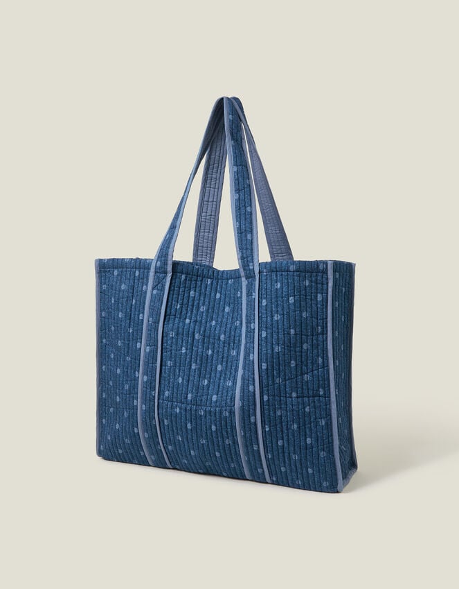 Accessorize Polka Dot Denim Shopper Bag