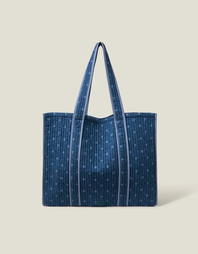 Accessorize Polka Dot Denim Shopper Bag