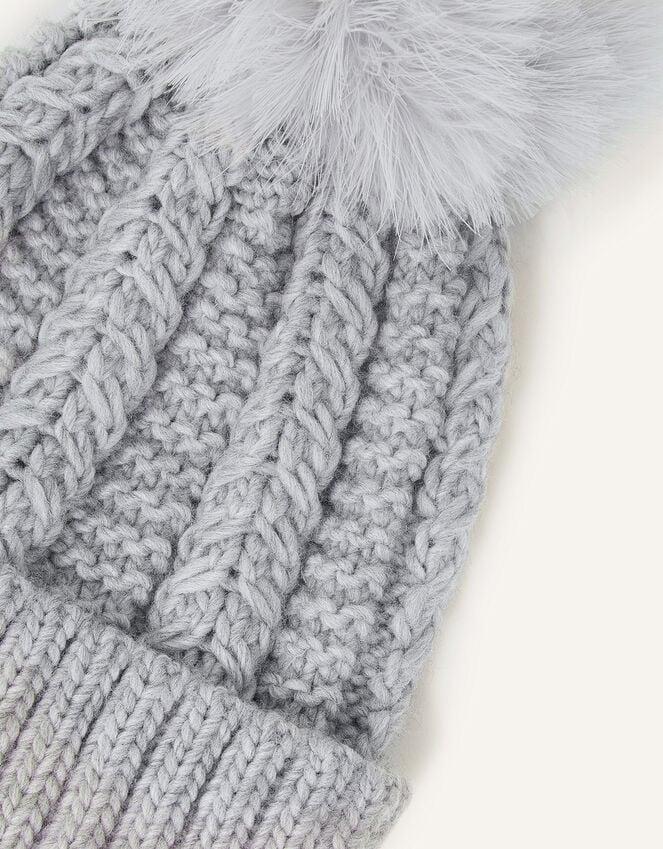 Accessorize Pom-Pom Beanie Hat Grey