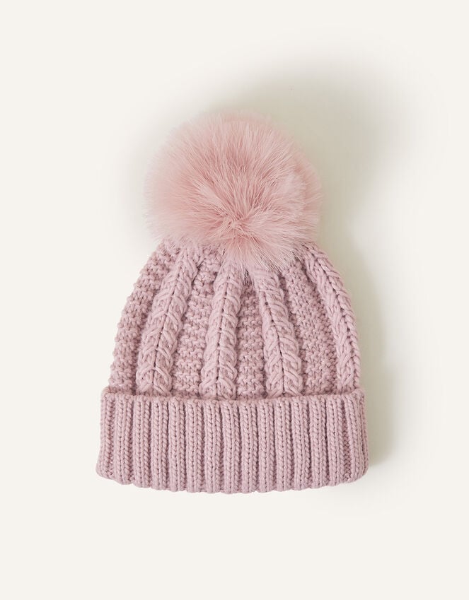 accessorize Pom-Pom Beanie Hat Pink