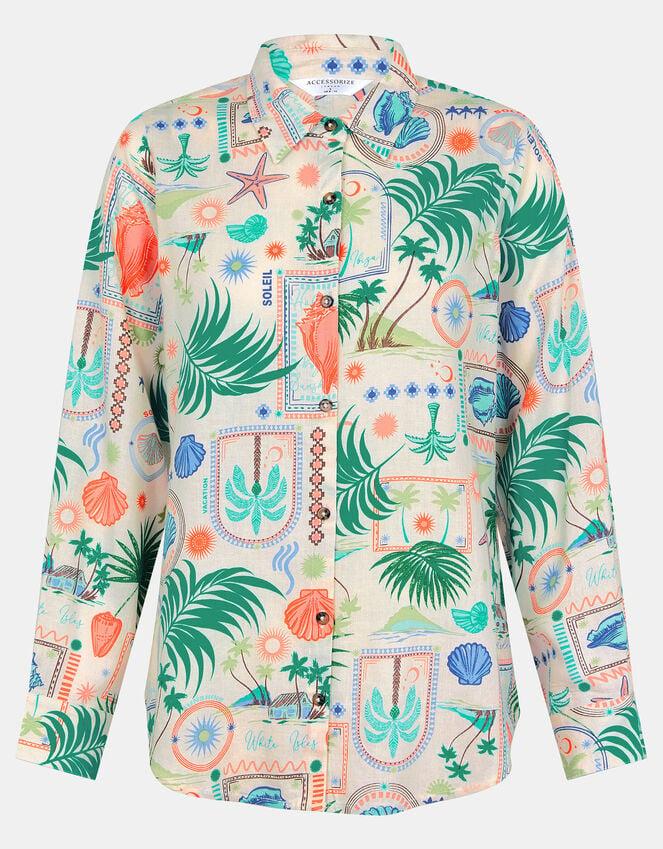 Accessorize Postcard Print Shirt Ivory