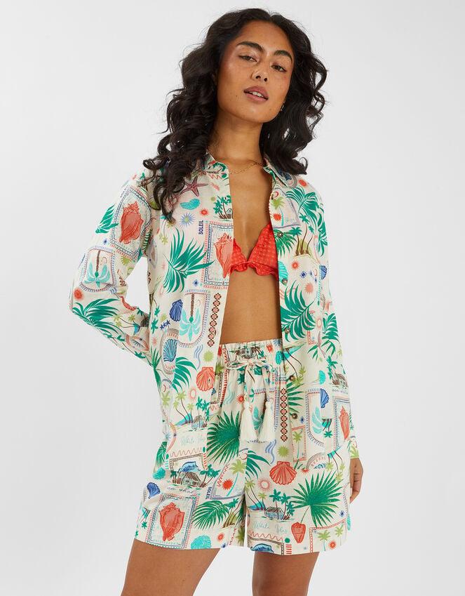 accessorize Postcard Print Shirt Ivory