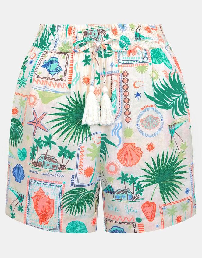 Accessorize Postcard Print Shorts Ivory