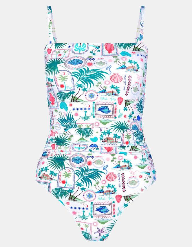 Accessorize Postcard Print Swimsuit Ivory