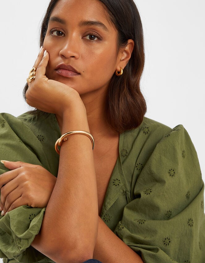 Accessorize Puff Sleeve Cotton Blouse Green