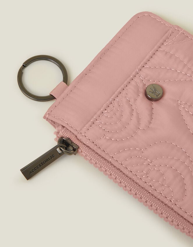 Accessorize Quilted Nylon Card Holder Pink