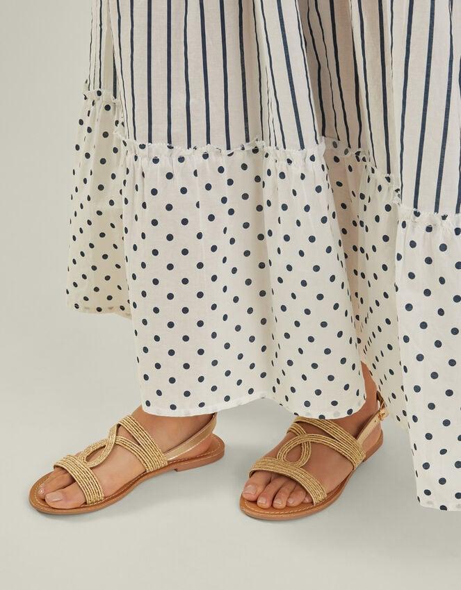 Accessorize Raffia Loop Strappy Sandals Gold Gold